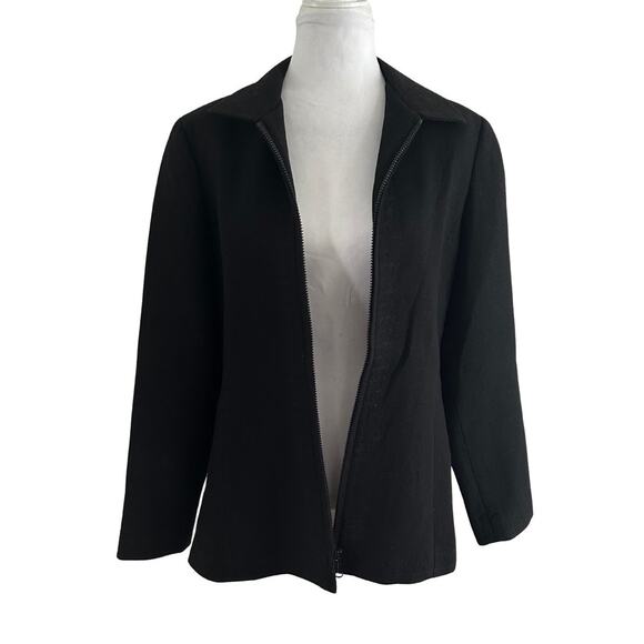 Oscar By Oscar De La Renta Black Wool Zipper Coat/ Jacket - Picture 2 of 11